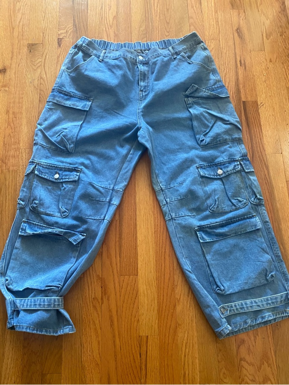 Women's Blue Boyfriend Cargo Jeans (like new)